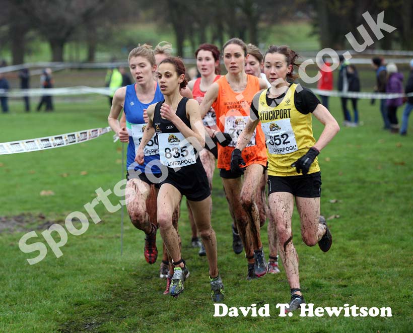 850 Beth Potter, 835 Hannah Walker, 852 Jessica Coulson eventual winner and 797 Rosie Smith (Durham City) during the 2012 McCain Liverpool Challenge.